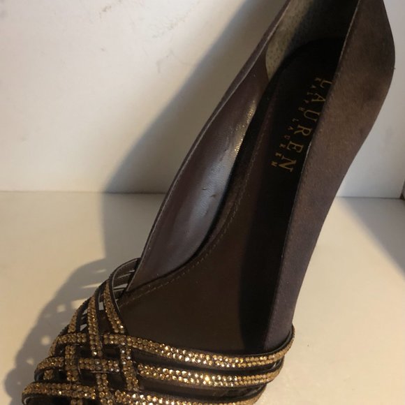 LAUREN by Ralph Lauren Open Toe Satin Heels - Picture 8 of 8